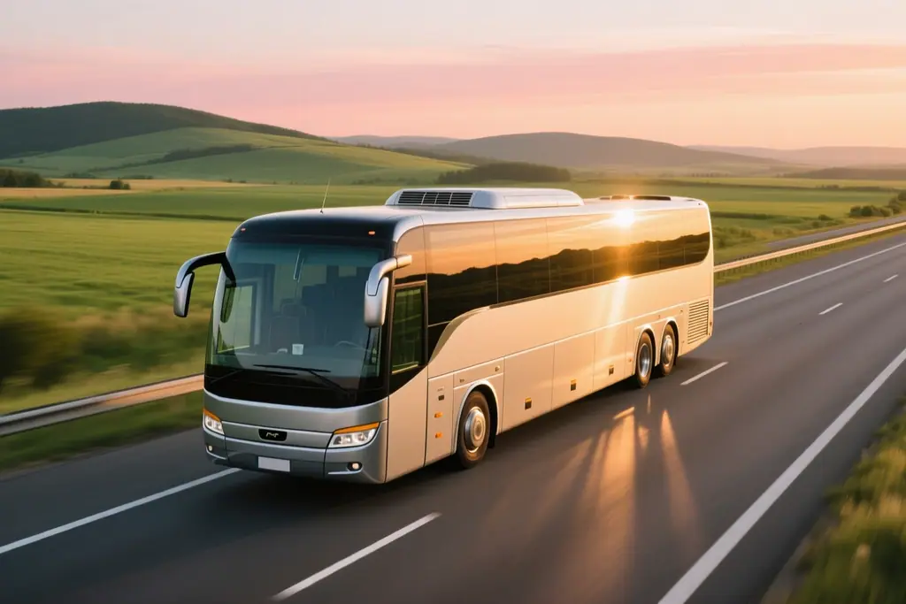 Bilal Travels intercity coach on the motorway between Lahore and Islamabad